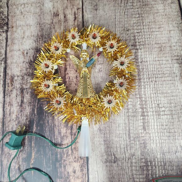 Vtg Gold Angel Christmas Tree Topper Light Up Yule Star Mid Century WORKS Taiwan - Picture 5 of 7
